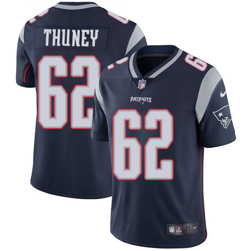 Men's New England Patriots #62 Joe Thuney Navy Blue Vapor Untouchable Limited Stitched NFL Jersey